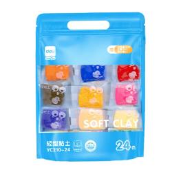 得力 24色袋装粘土彩泥橡皮泥儿童玩具开学YC210-24