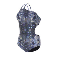 洲克连体泳衣女专业训练游泳衣蝶影亮片泳衣竞速女士温泉泳装