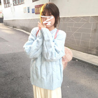 翊尚美软糯毛衣女秋冬2025年新款休闲外穿圆领上衣慵懒风宽松套头针织衫 【升级软糯面料】 【适合80-140斤】