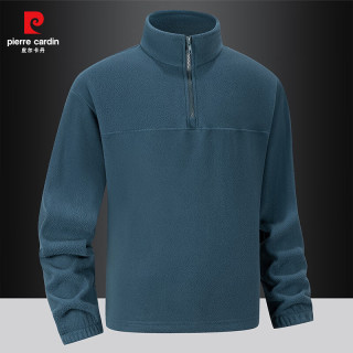 皮尔·卡丹 皮尔卡丹（pierre cardin）2025秋冬季卫衣外套男宽松立领保暖抓绒衣男士休闲运动上衣 黑色 XL