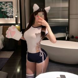 吸管少女 体育课の优等生 可爱软妹体操服 日系运动连体死库水睡衣