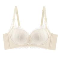 CURMOI蕾丝小胸聚拢文胸无钢圈内衣女收副乳防下垂胸罩性感空姐春夏薄款 米白【1件】蕾丝轻薄 M 34/75AB或32/70C