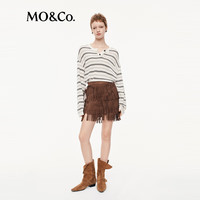 MO&Co.短裙2025秋波西米亚棕绒高腰流苏蛋糕裙半身裙MBE3SKT041 深棕色 XS