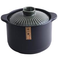 陶煲王单柄砂锅1.5L干烧不裂煲汤炖锅煮粥小号1-2人长柄陶瓷奶锅带把手 绿色条纹 5.5L