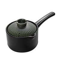陶煲王单柄砂锅1.5L干烧不裂煲汤炖锅煮粥小号1-2人长柄陶瓷奶锅带把手 绿条纹 单柄奶锅 1.5L