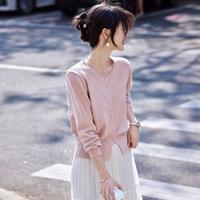 时尚纯色气质圆领宽松显瘦遮阳空调衫毛衣外套开衫上衣针织衫女