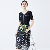 【小香风】2024夏季浪漫法式撞色碎花拼接法式连衣裙女