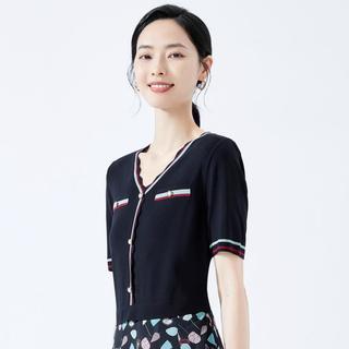 【小香风】2024夏季浪漫法式撞色碎花拼接法式连衣裙女