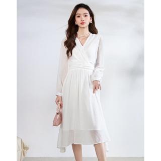 爱依莲 夏季小众茶歇裙法式赫本风中长裙高档仙女过膝连衣裙女
