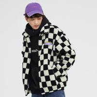 美特斯邦威 冬季棉衣男韩系百搭时尚棋盘格仿羊羔绒茄克男士棉衣