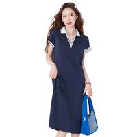 真维斯 25春秋季设计感时尚简约通勤V领撞色连衣裙女运动裙POLO裙