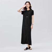 佐丹奴 2025年夏季凉感T恤裙简约纯色长裙圆领针织短袖连衣裙女款