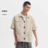 【凉感易打理】2024夏特宽松纯色工装短袖衬衫男