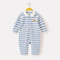 Cottonshop 棉店 3-24个月男女幼童春秋纯棉翻领前开哈衣爬服连体衣单面彩条