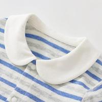 3-24个月男女幼童秋季纯棉翻领前开哈衣爬服连体衣单面彩条