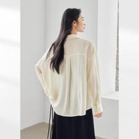 对白 2025春秋简约休闲宽松衬衣翻领气质垂感女式长袖衬衫