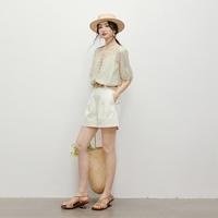 红袖 2025夏季女装【墨染霓裳】晕染插肩系带圆领套头上衣