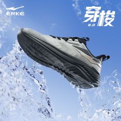 鸿星尔克 运动鞋男鞋穿梭2.0防泼水革面鞋轻便缓震耐磨跑步鞋子 正黑/电蓝紫 40