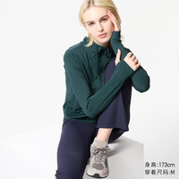 优衣库女装UPF100+AIRism防紫外线网眼开衫防晒465748 476113/59墨绿色 S /155/80A