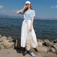 三彩 【2025夏季款】女式针织衫钩花披肩圆领短袖轻奢套头毛衫M