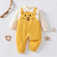 BOBDOG巴布豆 【纯棉A类哈衣】婴儿连体衣秋季假两件外出服萌趣宝宝长袖爬服