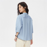 佐丹奴知识分子风衬衫女装纯棉宽松立领中袖极简衬衫05345870