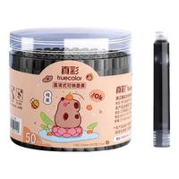 真彩钢笔墨囊小热敏可擦可替换式钢笔墨水3.4口径通用黑色蓝黑晶蓝墨蓝三年级儿童练字用 卡皮巴拉(不可擦黑色-50支桶)