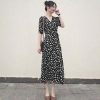 JIDA 小个子连衣裙女夏季高级感减龄a字裙时尚休闲收腰显瘦中长款裙子