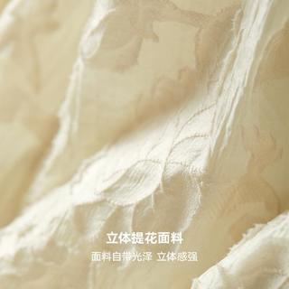 初棉 法式复古V领气质衬衫女提花设计感 25泡泡袖宽松显瘦衬衣