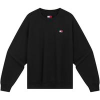 TOMMY JEANS25秋冬男装经典休闲运动风抓绒宽松廓形圆领卫衣00054 黑色BDS XS
