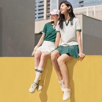 FILA 女装女式网球运动上衣女士基础翻领简约透气针织短袖POLO衫