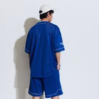 Gap男装2024夏季撞色线条网面棒球衬衫透气运动上衣877624