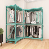 峰阳货架衣帽架 落地开放式衣架 卧室家用出租房用衣柜洞洞板挂衣柜子 蓝色衣架副架（不能单独使用） 150x60x200cm