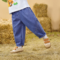 懿琪宝贝【舒适百搭】男童裤子春秋中大童装牛仔裤女童秋装运动休闲裤 牛仔蓝 110