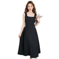 真维斯 纯色简约大U领修身收腰显瘦背心裙女秋季无袖显瘦气质优雅连衣裙