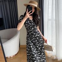 GLORY SEED 2025夏季复古收腰显瘦连衣裙女A字裙V领法式碎花时尚裙子