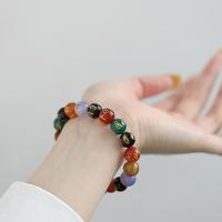 吉盟 GMOND 珠宝 GMOND 七彩玛瑙六字真言圆珠手链男女款新中式国潮风时尚百搭手串