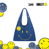 Lee xSmiley联名购物袋男女托特包通勤帆布包 牛仔蓝+笑脸挂件