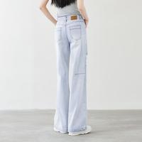 茵曼 高腰显瘦宽松直筒裤女2025年秋季水洗破洞垂感牛仔长裤女