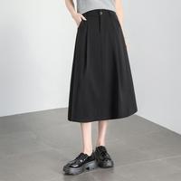 DEBRAND 高级感西装半身裙女25春秋高腰a字褶皱休闲垂感显瘦中长款裙子