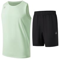 匹克 速干背心套装夏季背心休闲跑步运动无袖短裤两件套男女