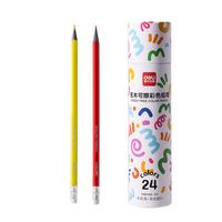 得力（deli）六角杆皮头可擦彩铅筒装美术绘画儿童涂鸦手绘易洗可擦女孩儿童礼物HM456-24学生开学礼物