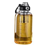 LOCKZI吨桶吨耐高温100度食品级开水防摔茶水分离玻璃泡茶杯大容量水杯 [茶网+杯套] 800ml 高硼硅防爆