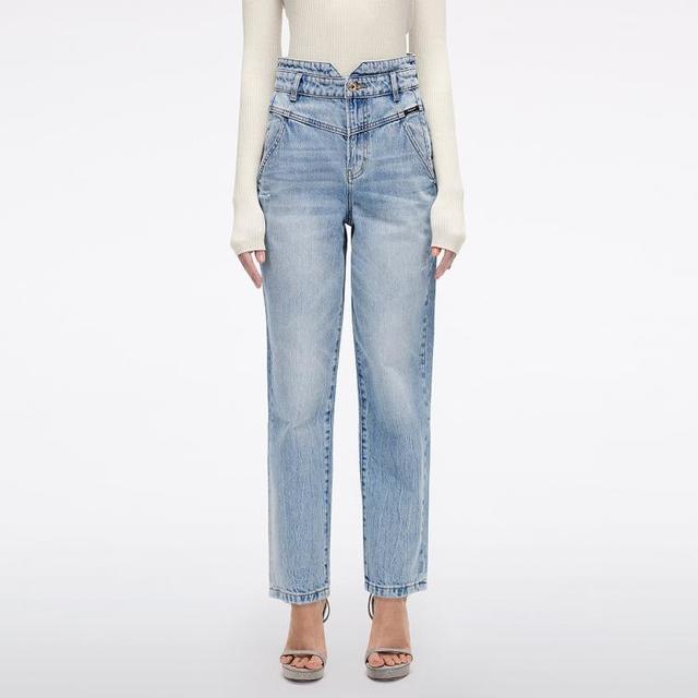 MISS SIXTY 2025秋款牛仔裤女小v高腰复古洗水百搭显瘦直筒裤