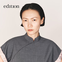 edition× SAMUEL GUI YANG联名系列新中式复古条纹羊毛短袖上衣 灰白条色 S