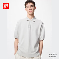 优衣库男装/男女同款可机洗针织polo衫/短袖/T恤 休闲通勤款476997 02 浅灰色 3XL /185/120C