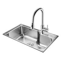 欧琳(OULIN)厨房水槽大单槽304不锈钢单槽洗菜盆一体盆台下盆 【亏本冲657B】75×45