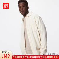 优衣库 惊喜价男装/男女同款法兰绒衬衫/长袖衬衣休闲纯棉薄外套478118 478118/01乳白色 XS /160/76A
