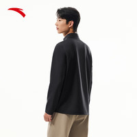 安踏零压型壳丨加绒立领运动外套男士冬季防泼水保暖运动通勤上衣 基础黑-4 2XL (男185)