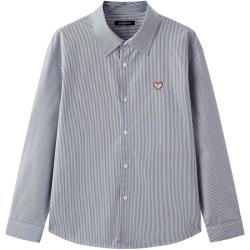 gxgjeans 【限时五折】 美式绣花宽松长袖衬衫 藏青条纹